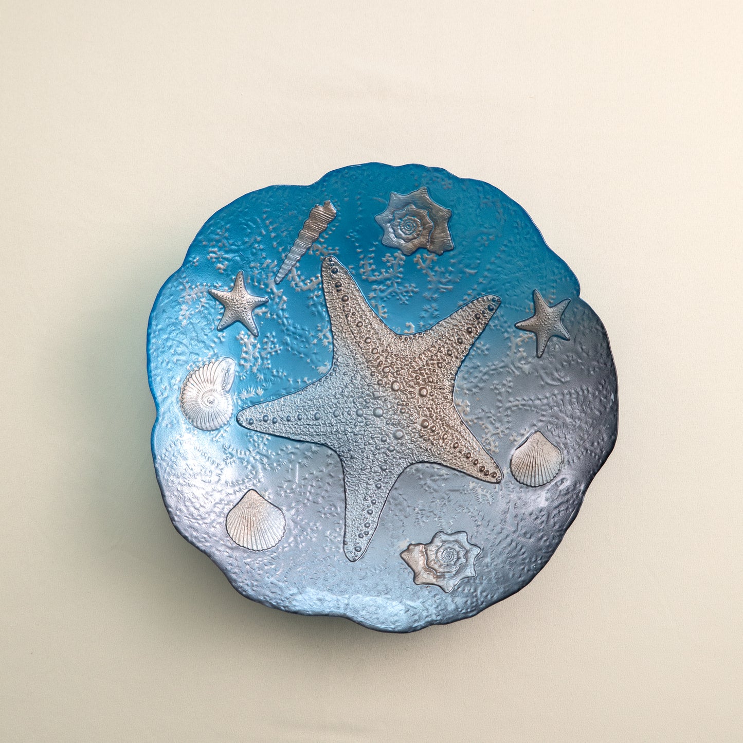 Coastal Starfish & Seashell Glass Platter
