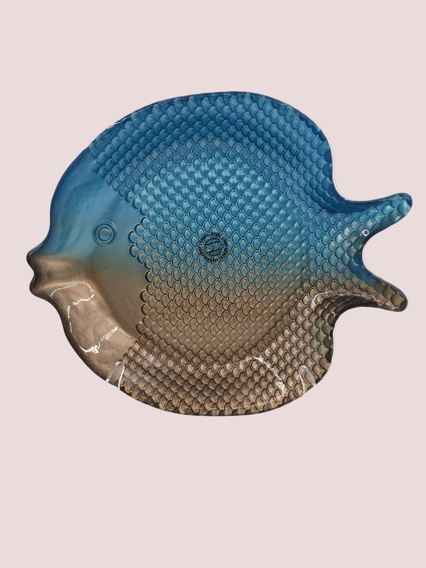 Ombre Blue Fish Glass Platter