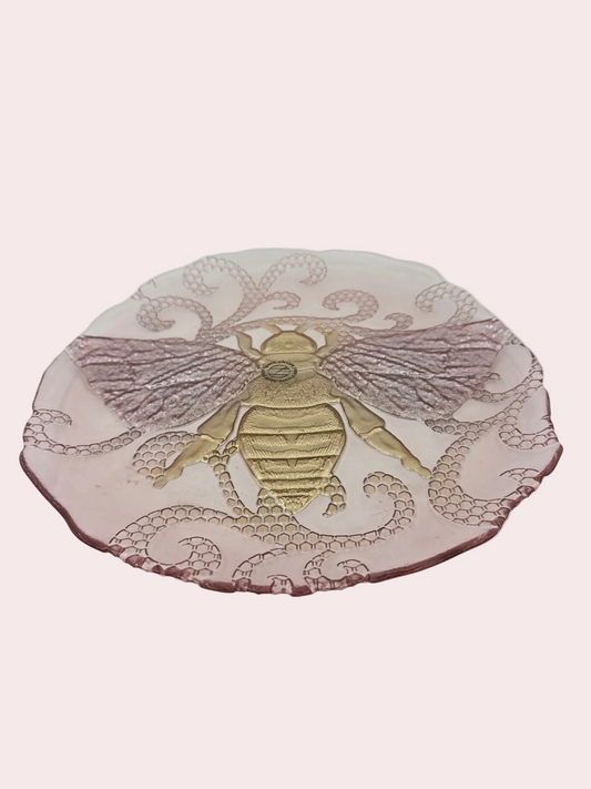 Pink & Gold Honeycomb Bee Serving Platter