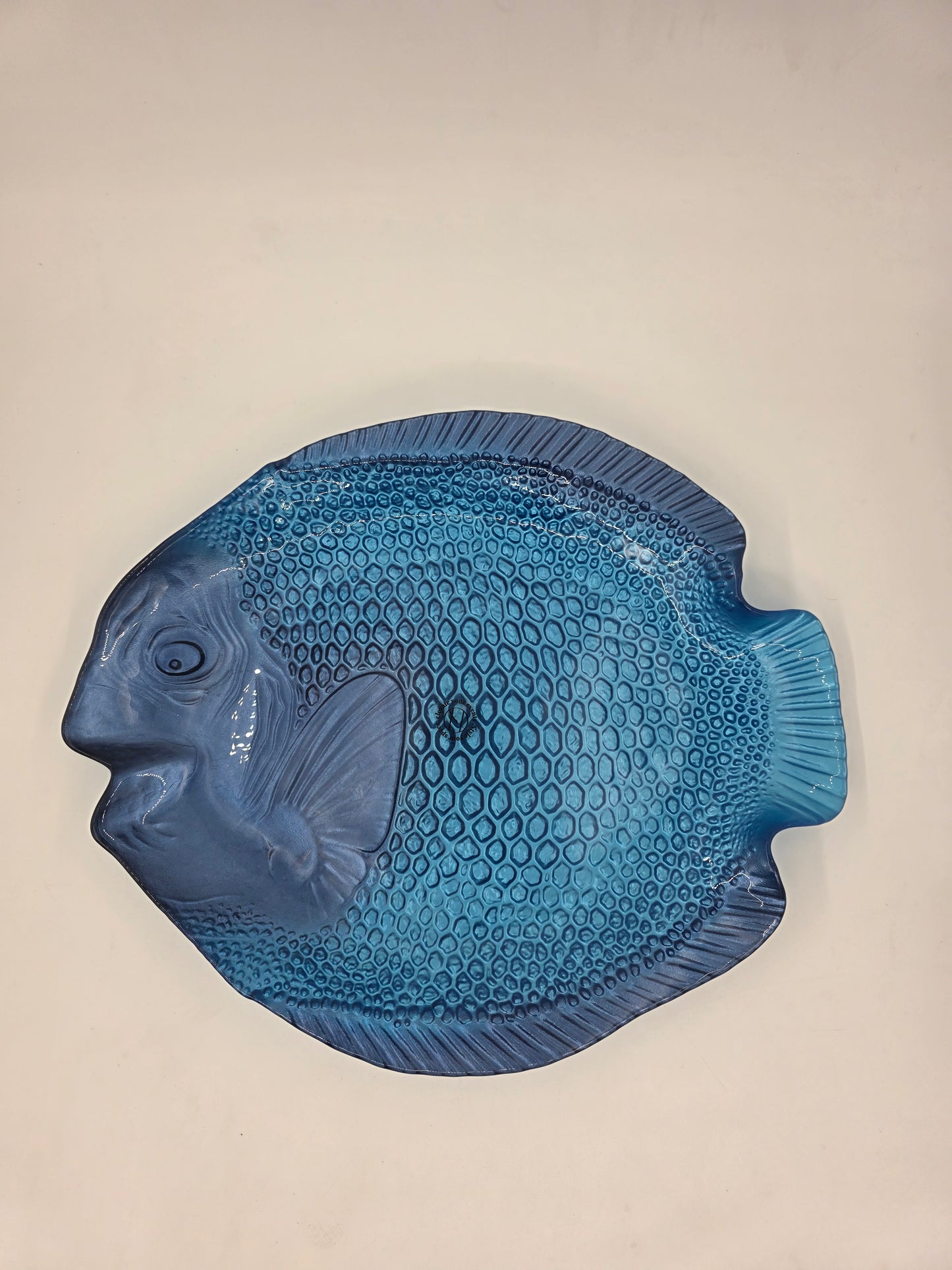 Deep Blue Embossed Fish Serving Platter