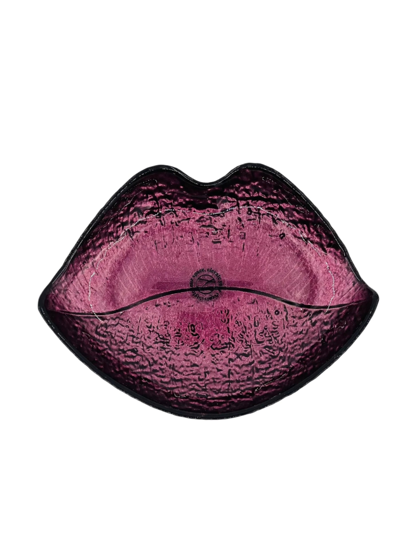 Plum & Black Glass Lips Dish