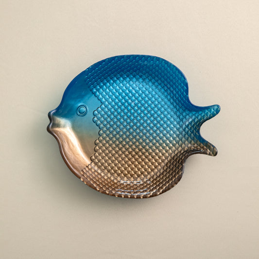 Ombre Blue Fish Glass Platter