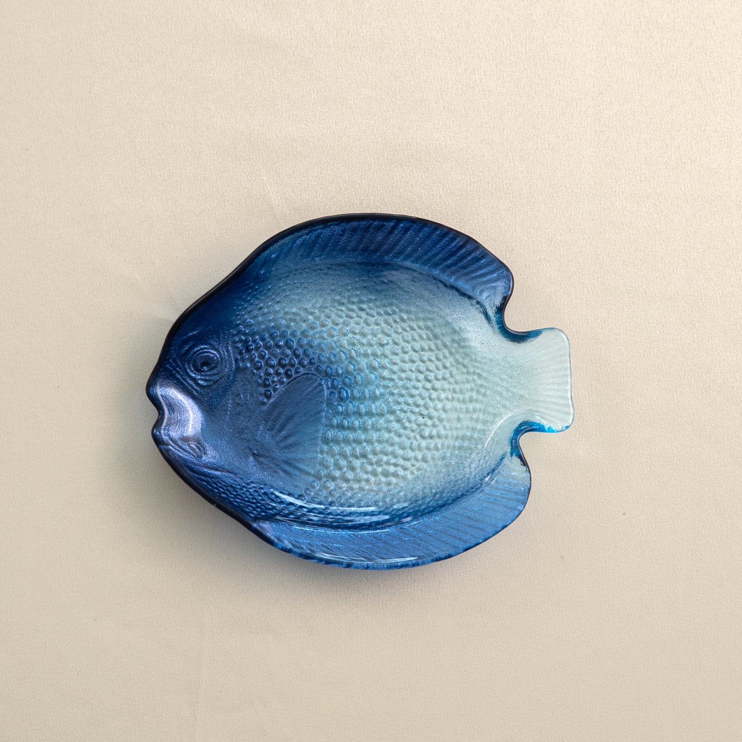 Deep Blue Embossed Fish Serving Platter Small