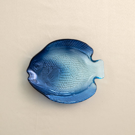 Deep Blue Embossed Fish Serving Platter Small