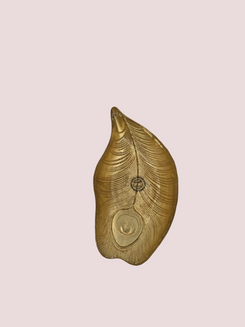 Gold Peacock Feather Glass Platter Medium