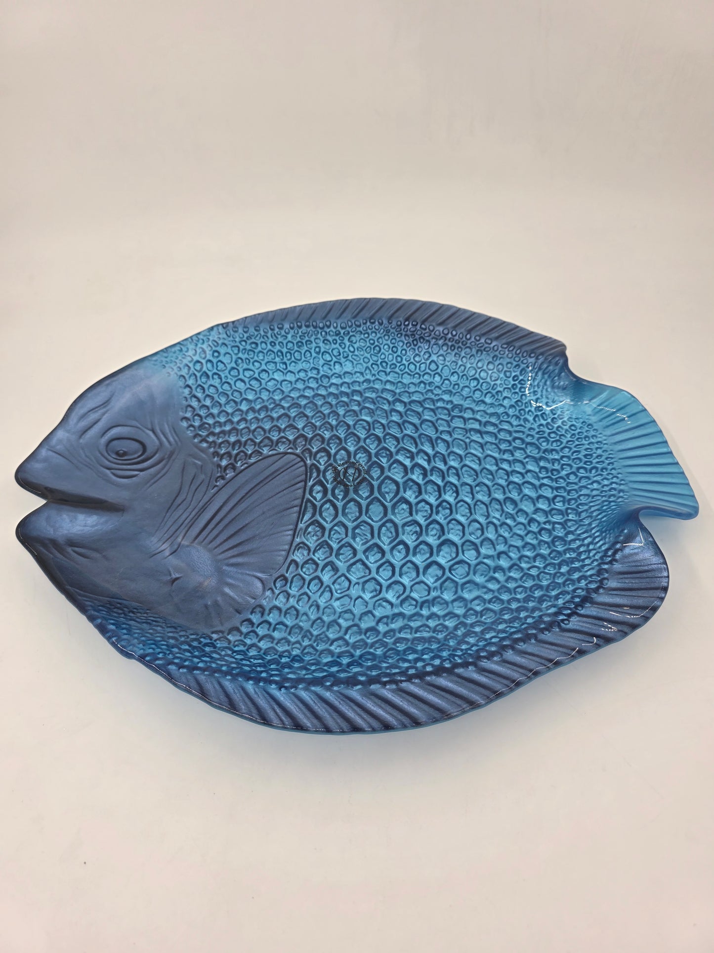 Deep Blue Embossed Fish Serving Platter