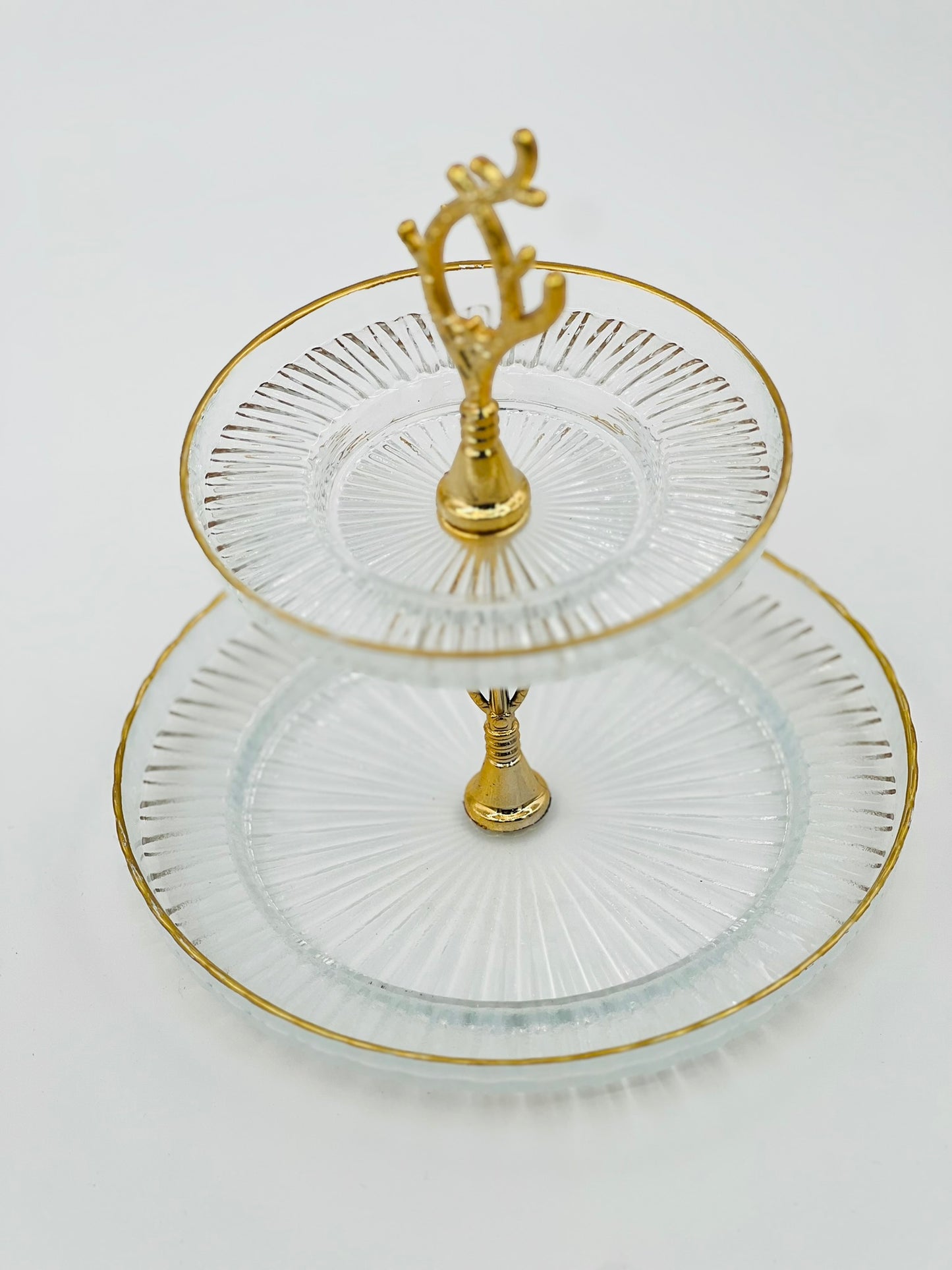 Golden Elegance: Two-Tier Glass Tray