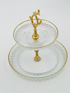 Golden Elegance: Two-Tier Glass Tray