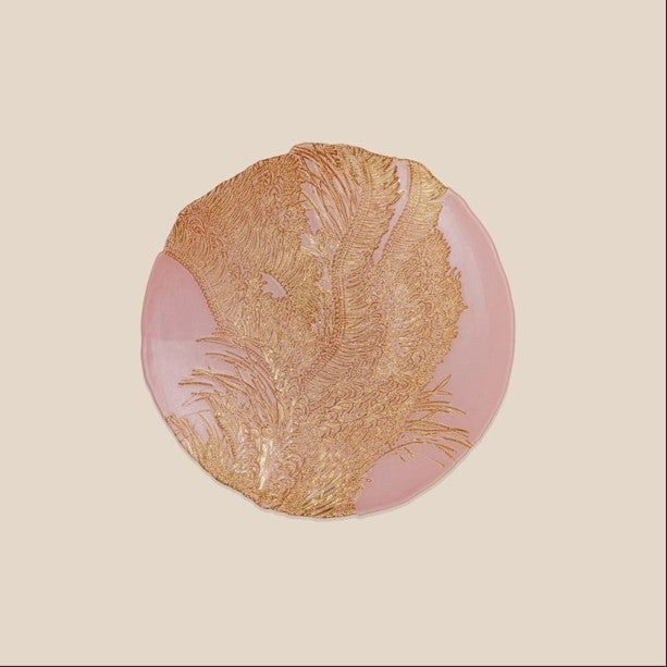 Rose Pink & Gold Botanical Glass Platter