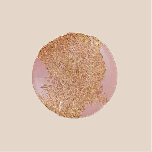 Rose Pink & Gold Botanical Glass Platter