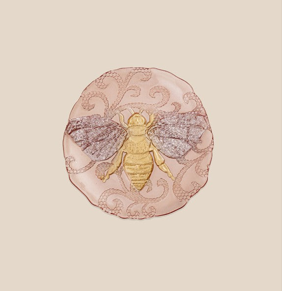 Pink & Gold Honeycomb Bee Serving Platter