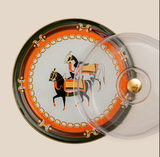 Equestrian Elegance Cake Plate